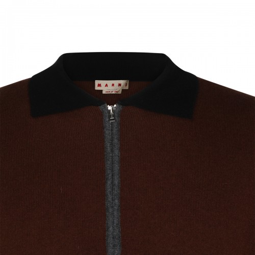 MULTI BROWN CASHMERE POLO SHIRT 