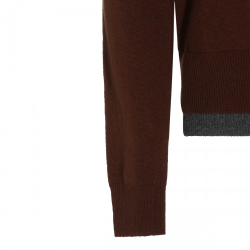 MULTI BROWN CASHMERE POLO SHIRT 