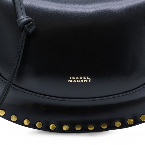 BLACK LEATHER OSKAN MOON SHOULDER BAG