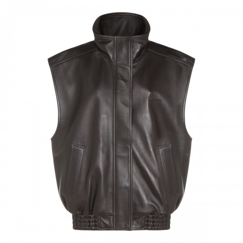 BLACK LEATHER VEST JACKET