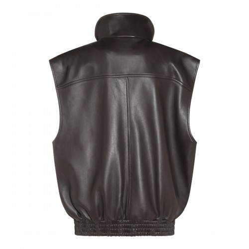 BLACK LEATHER VEST JACKET 2