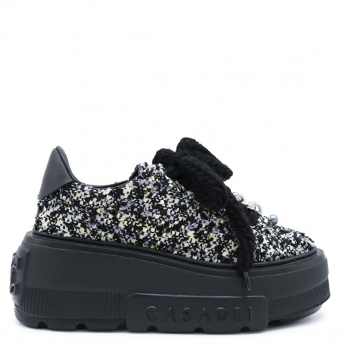 BLACK AND SILVER PLATFORM SNEAKERS