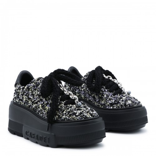 BLACK AND SILVER PLATFORM SNEAKERS