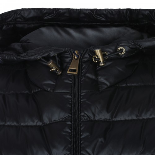 BLACK PUFFER IGELHOOD DOWN JACKET