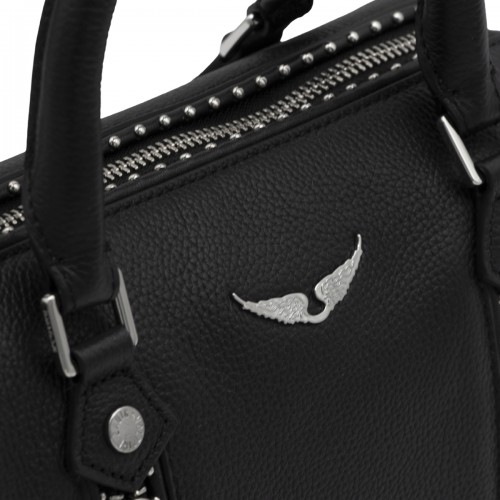 BLACK LEATHER SUNNY SMALL STUDS SHOULDER BAG