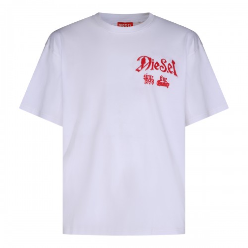 WHITE COTTON FLOCK T-SHIRT