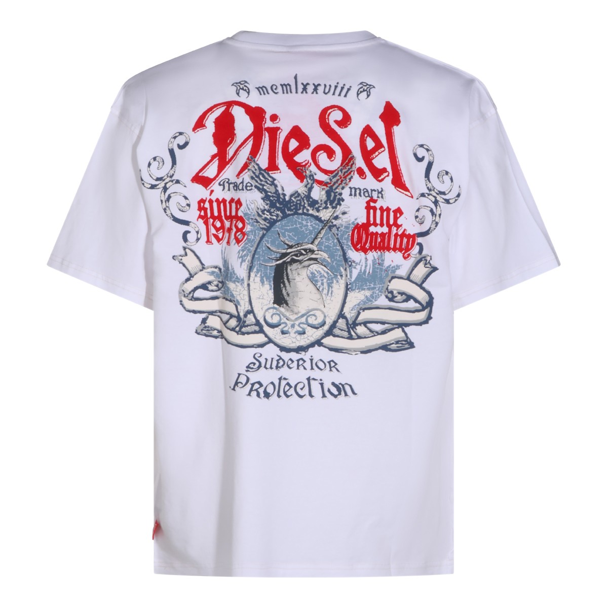 WHITE COTTON FLOCK T-SHIRT