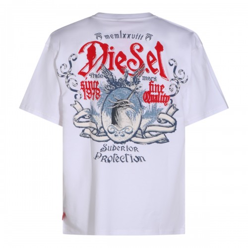 WHITE COTTON FLOCK T-SHIRT