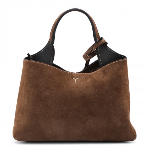 TOBACCO SUEDE TOP HANDLE BAG