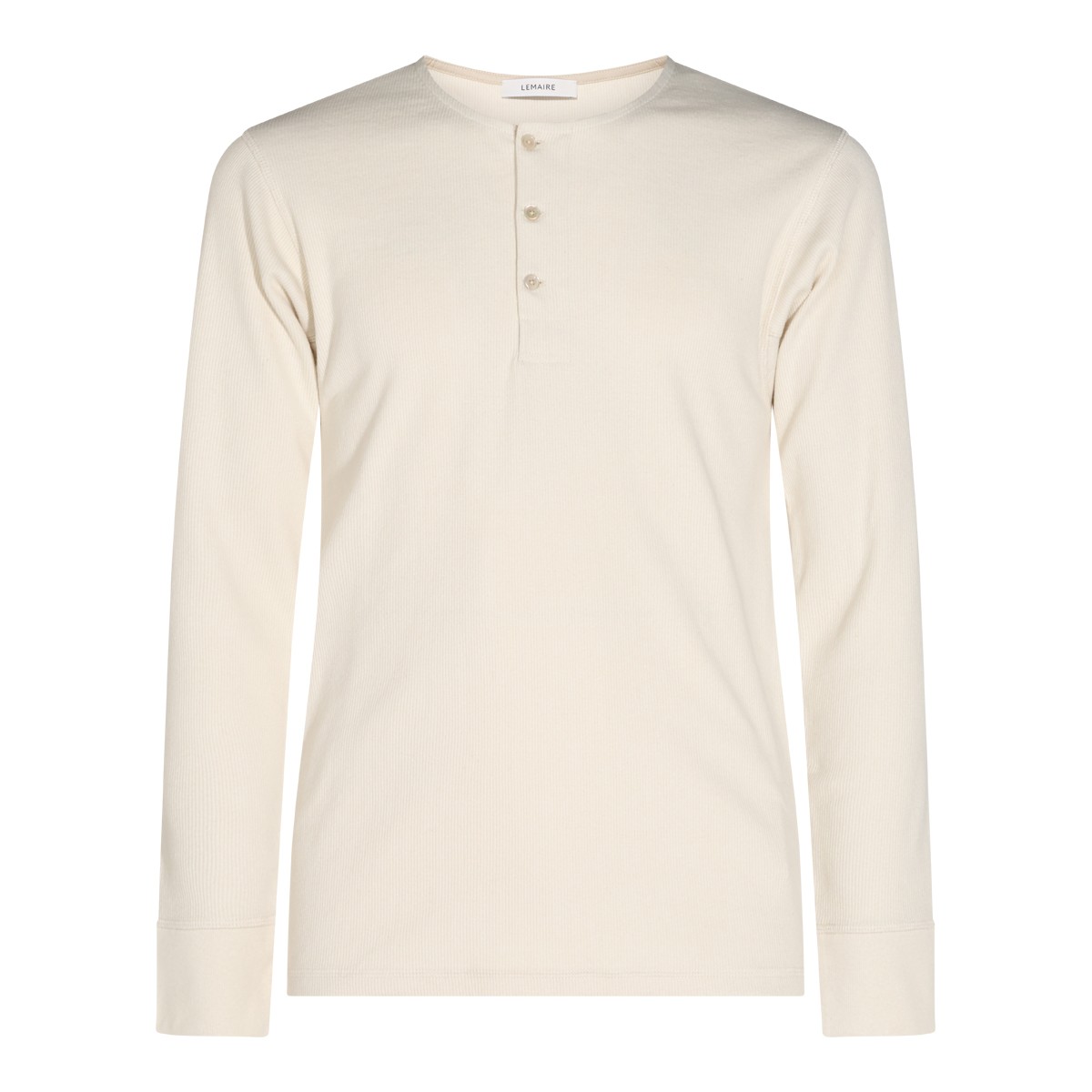 ENOKI COTTON AND LINEN BLEND HENLEY...