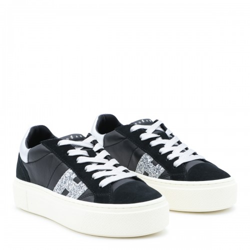 BLACK AND SILVER LEATHER CROSSWIND SNEAKERS