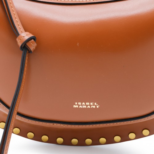 COGNAC LEATHER OSKAN MOON SHOULDER BAG