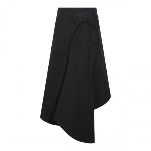 DOUBLE BLACK COTTON ASYMMETRIC SKIRT