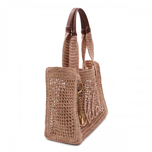 BEIGE RAFFIA SUMMER BANANA TOP HANDLE BAG