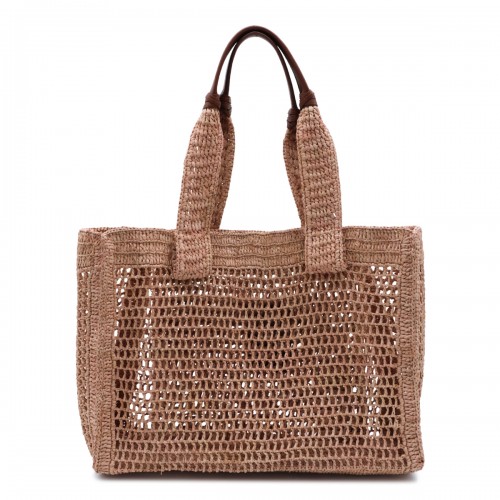 BEIGE RAFFIA SUMMER BANANA TOP HANDLE BAG