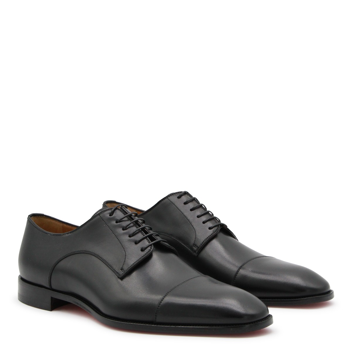 BLACK LEATHER LACE UP SHOES