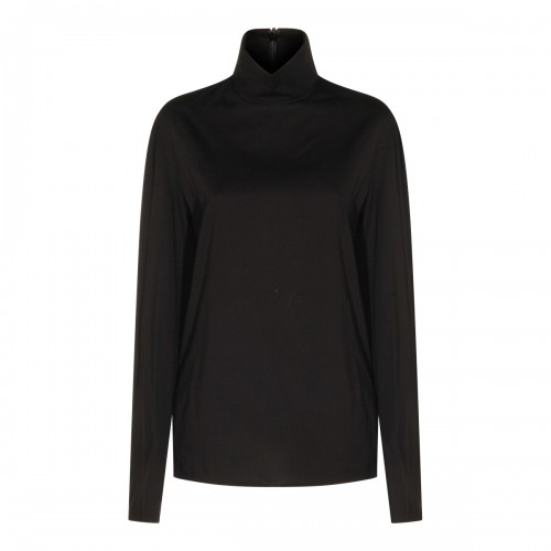 BLACK COTTON STRETCH TOP