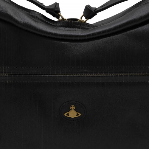 BLACK LEATHER DOLCE LARGE SHOULDER BAG