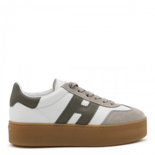 WHITE AND KHAKI SUEDE H698...