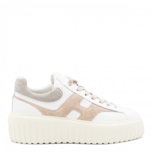 WHITE AND BEIGE LEATHER...