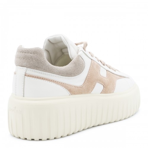 WHITE AND BEIGE LEATHER REBEL SNEAKERS