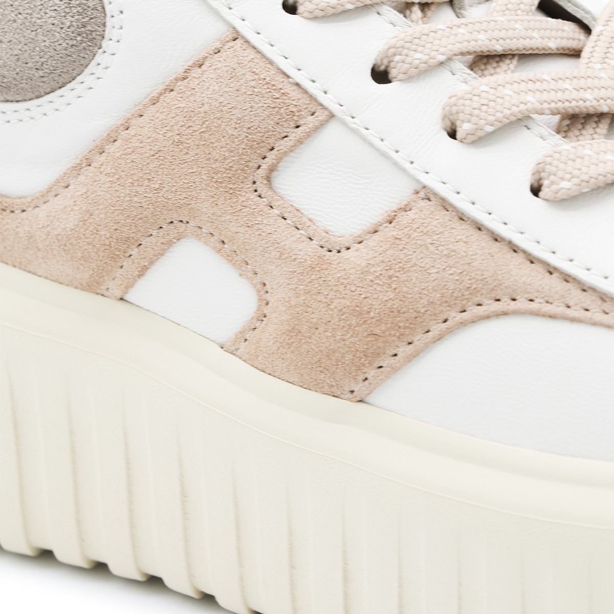 WHITE AND BEIGE LEATHER REBEL SNEAKERS