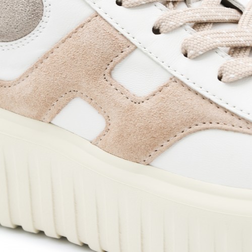 WHITE AND BEIGE LEATHER REBEL SNEAKERS