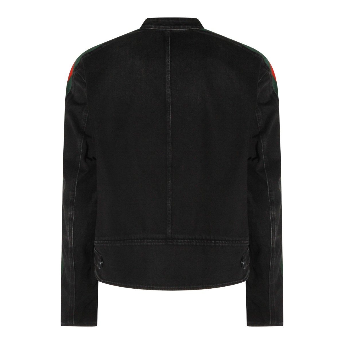 BLACK COTTON WEB RIBBON DENIM JACKET