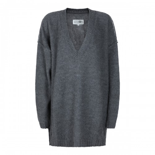 GREY MELANGE WOOL BLEND...