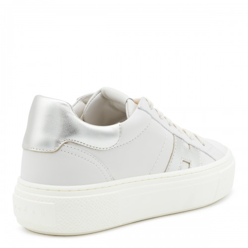 BEIGE AND SILVER LEATHER CROSSWIND SNEAKERS