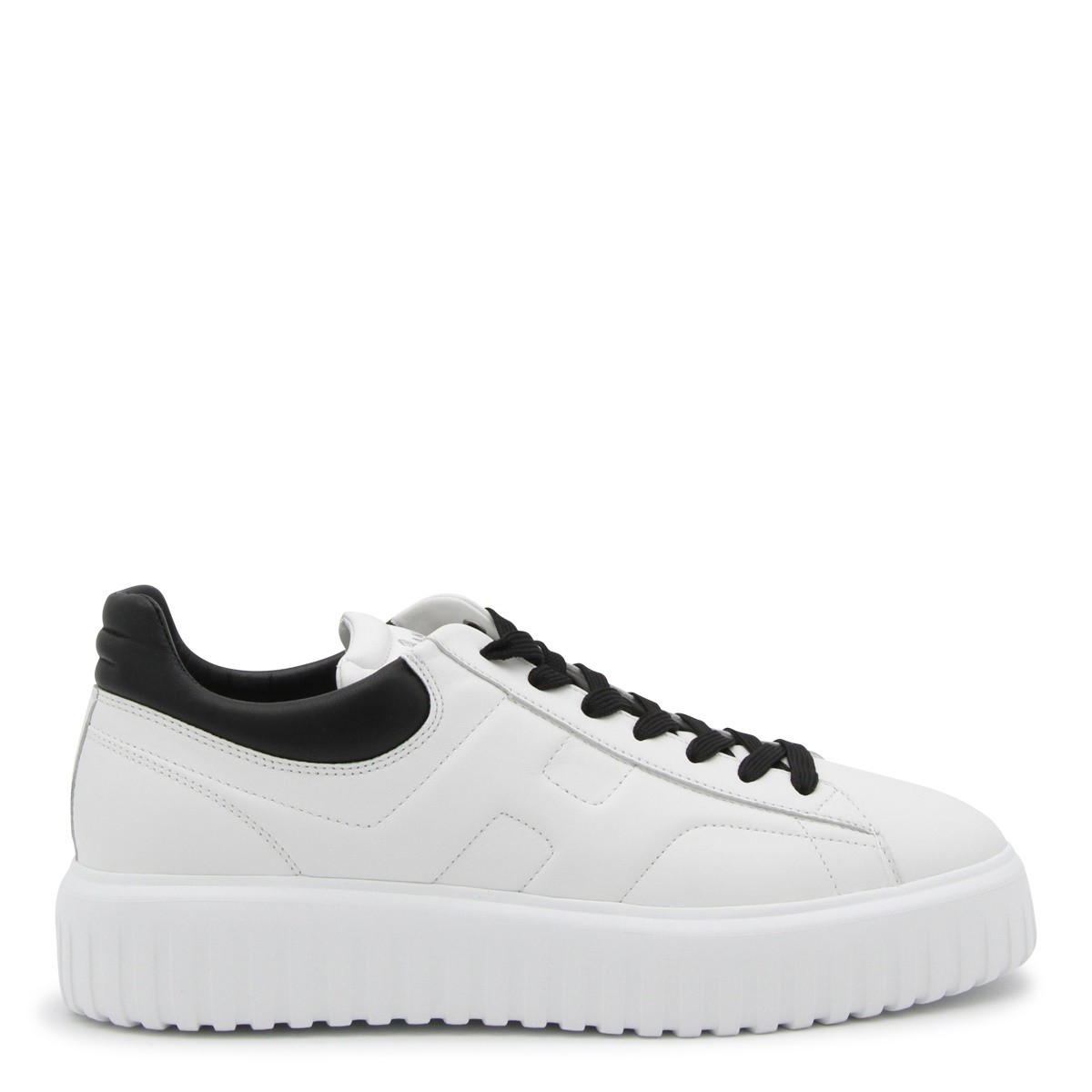 WHITE AND BLACK LEATHER H-STRIPES...