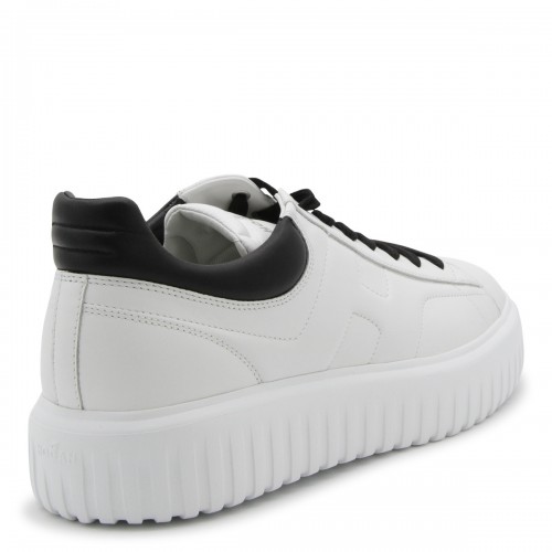 WHITE AND BLACK LEATHER H-STRIPES SNEAKERS