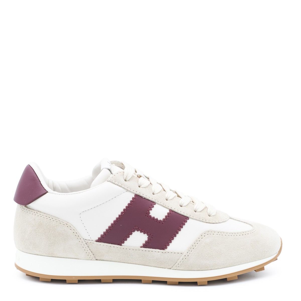 IVORY AND BORDEAUX LEATHER ATHLETIC...
