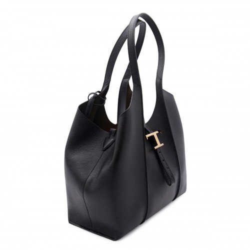 BLACK LEATHER T TIMELESS TOTE 2