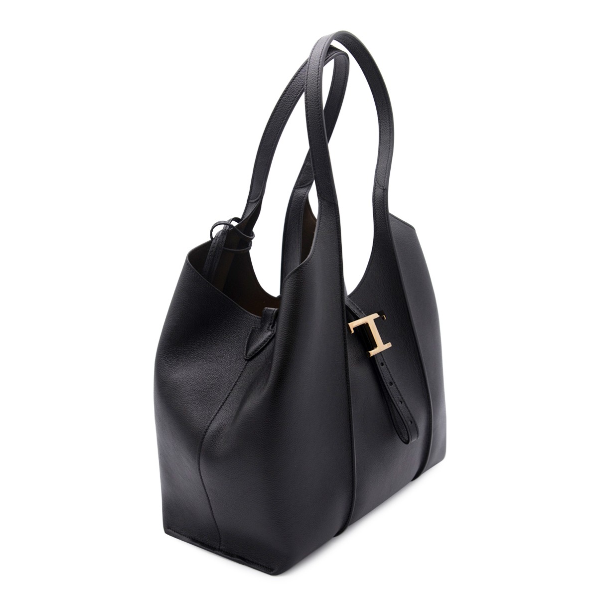 BLACK LEATHER T TIMELESS TOTE 2