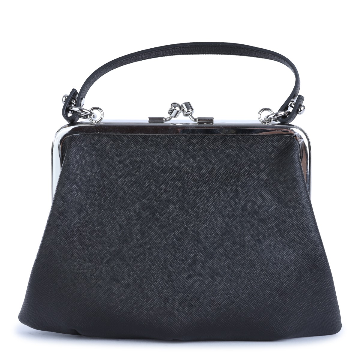 BLACK LEATHER GRANNY FRAME TOP HANDLE...