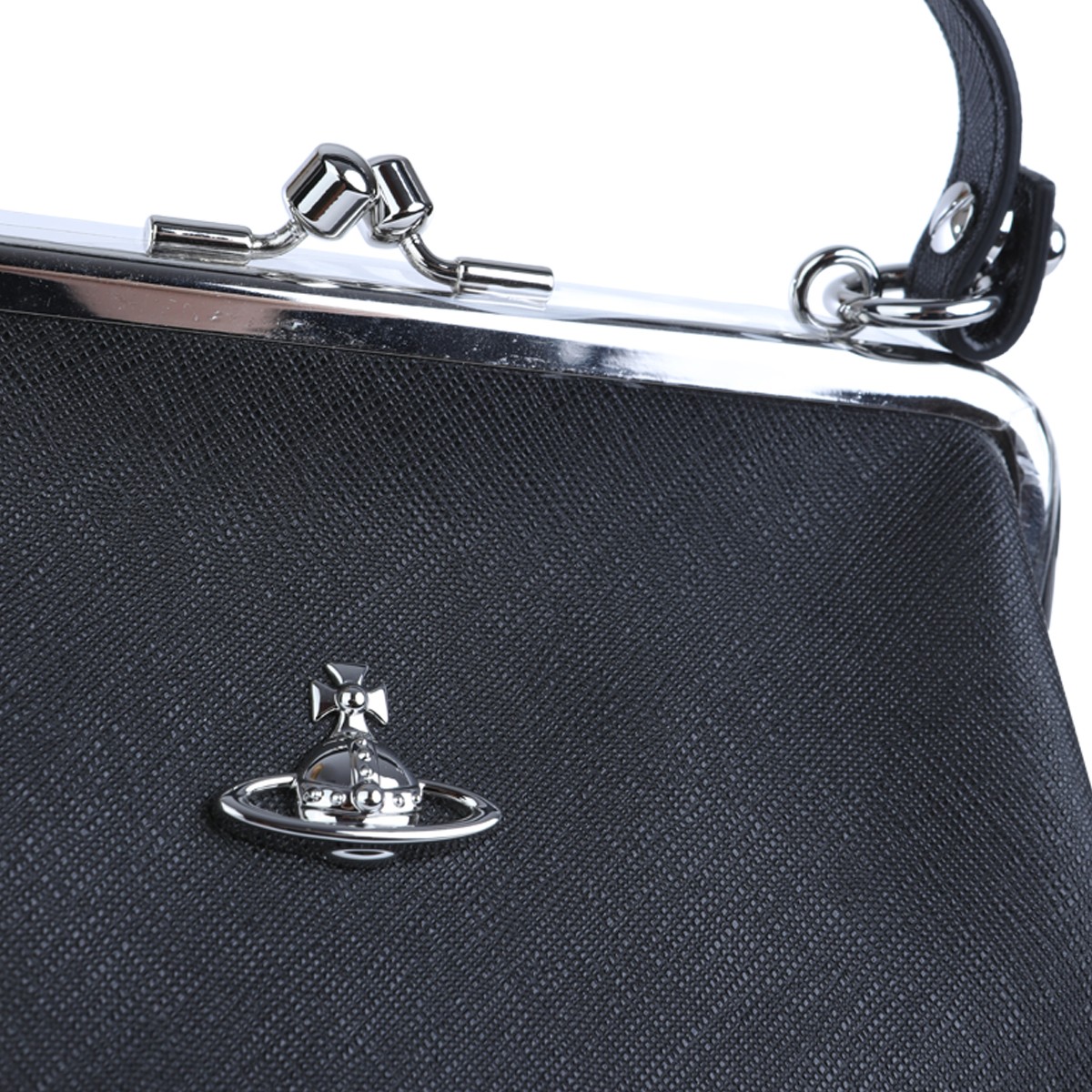 BLACK LEATHER GRANNY FRAME TOP HANDLE...