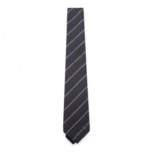 NAVY SILK STRIPED TIE