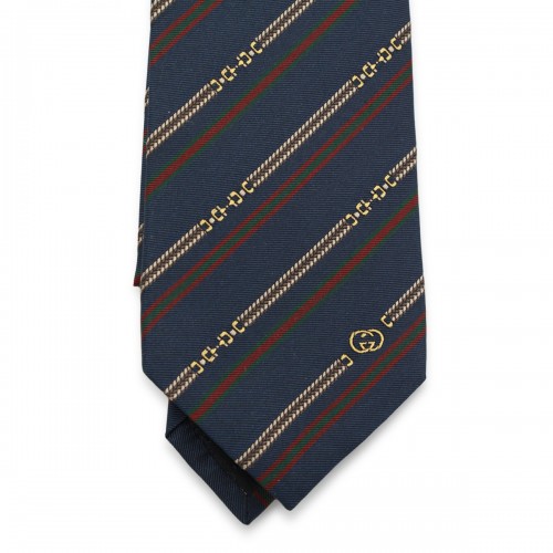 NAVY SILK STRIPED TIE