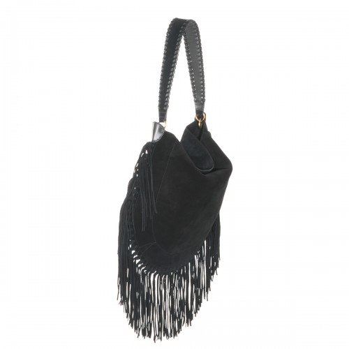 BLACK SUEDE OSKAN BOHO SHOULDER BAG