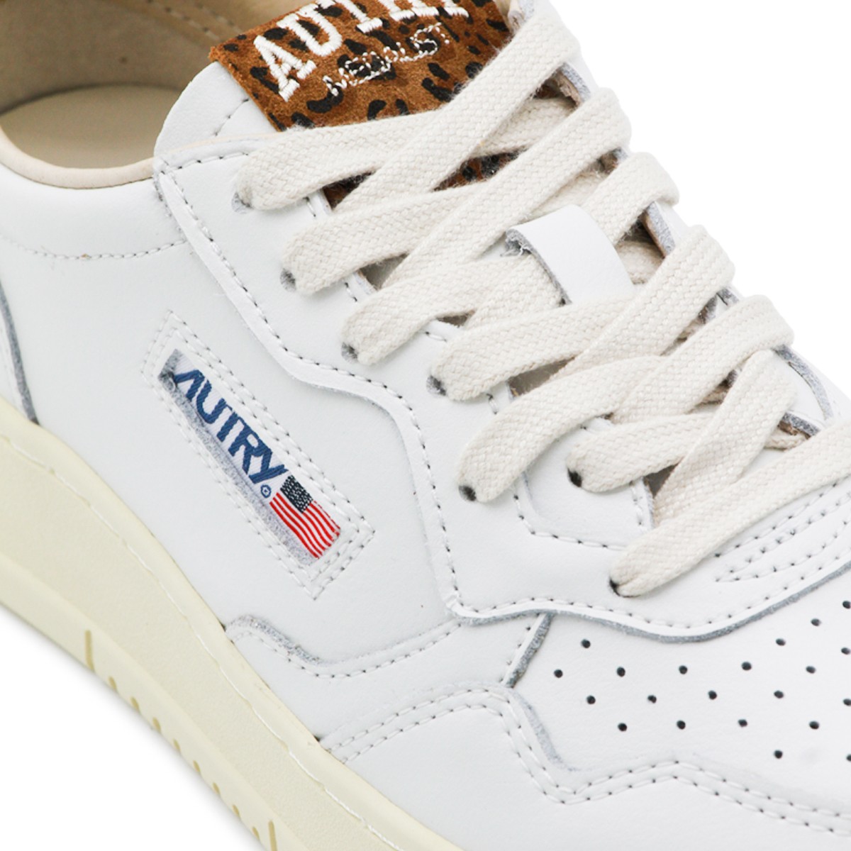 WHITE AND LEOPARD LEATHER MEDALIST...
