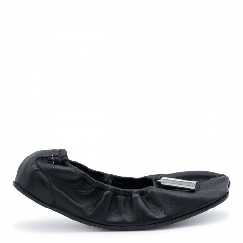 BLACK LEATHER BALLET FLATS
