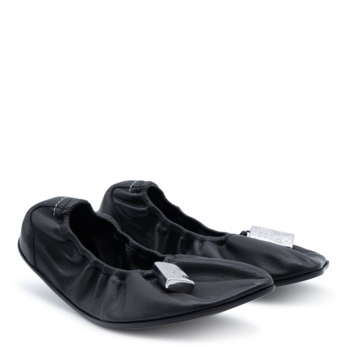BLACK LEATHER BALLET FLATS 2