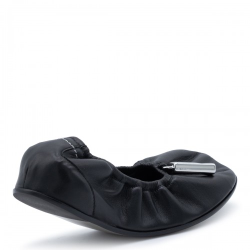 BLACK LEATHER BALLET FLATS