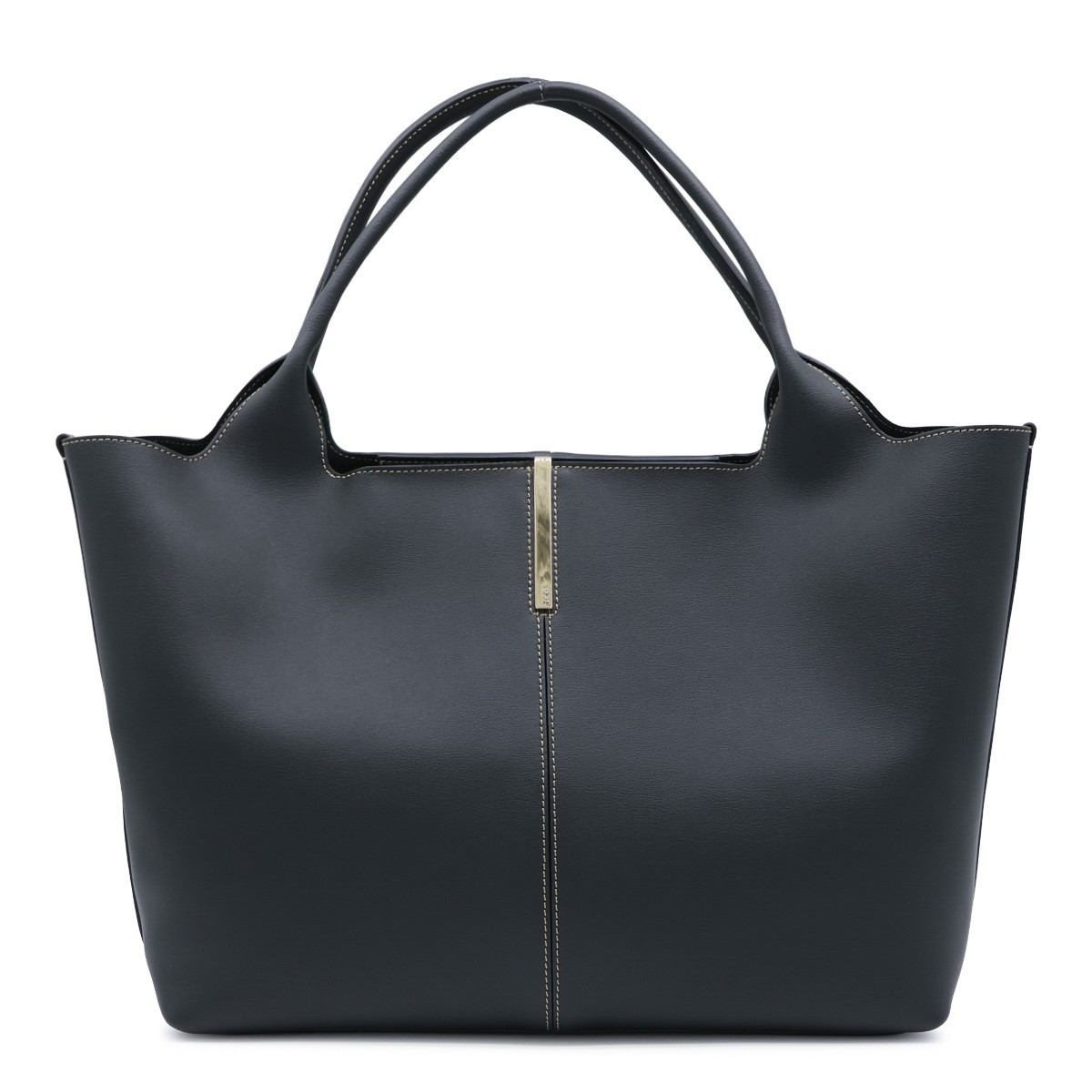 BLACK LEATHER MEDIUM TOTE