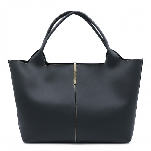 BLACK LEATHER MEDIUM TOTE