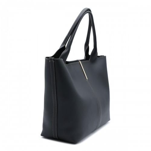 BLACK LEATHER MEDIUM TOTE