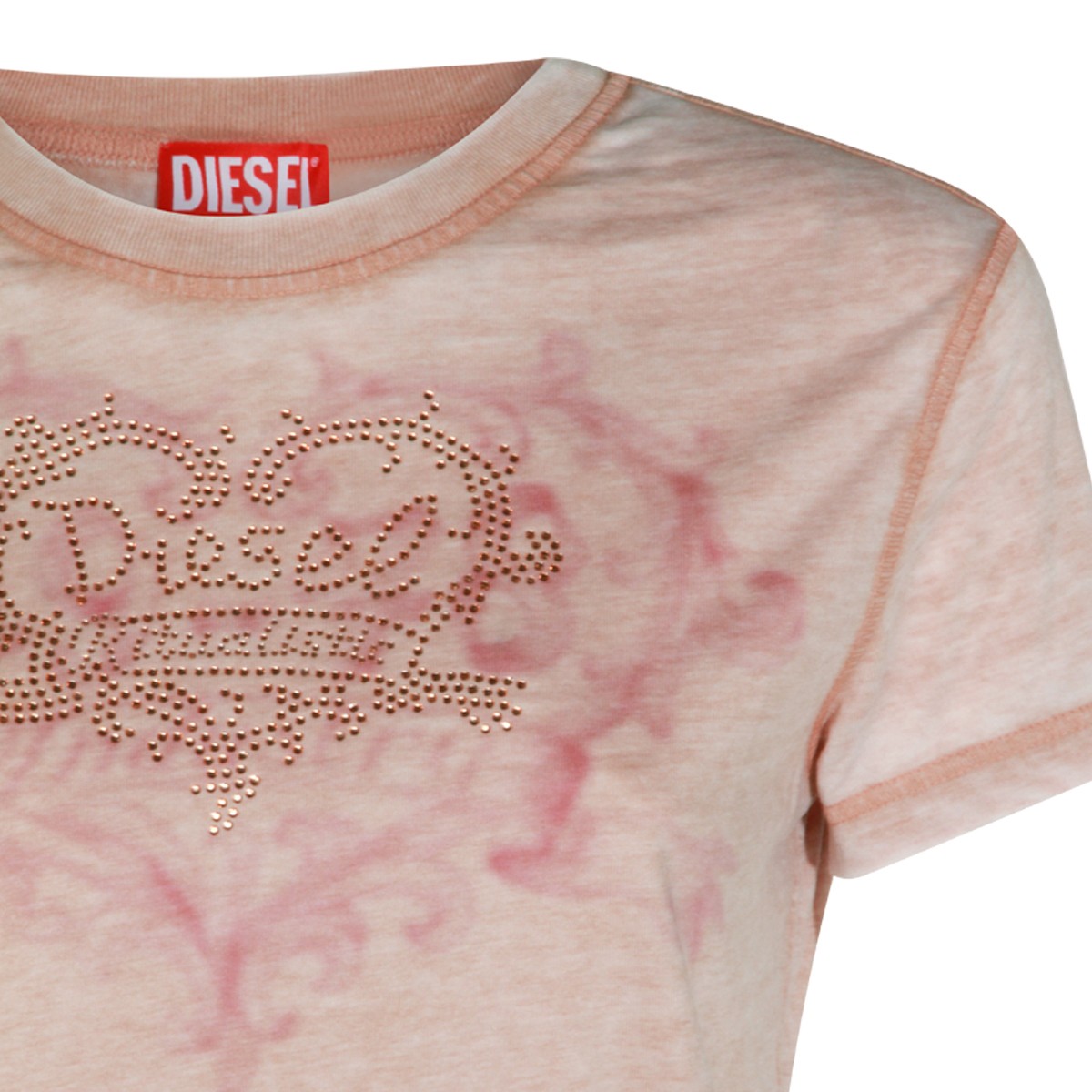 BEIGE COTTON BURNOUT T-SHIRT