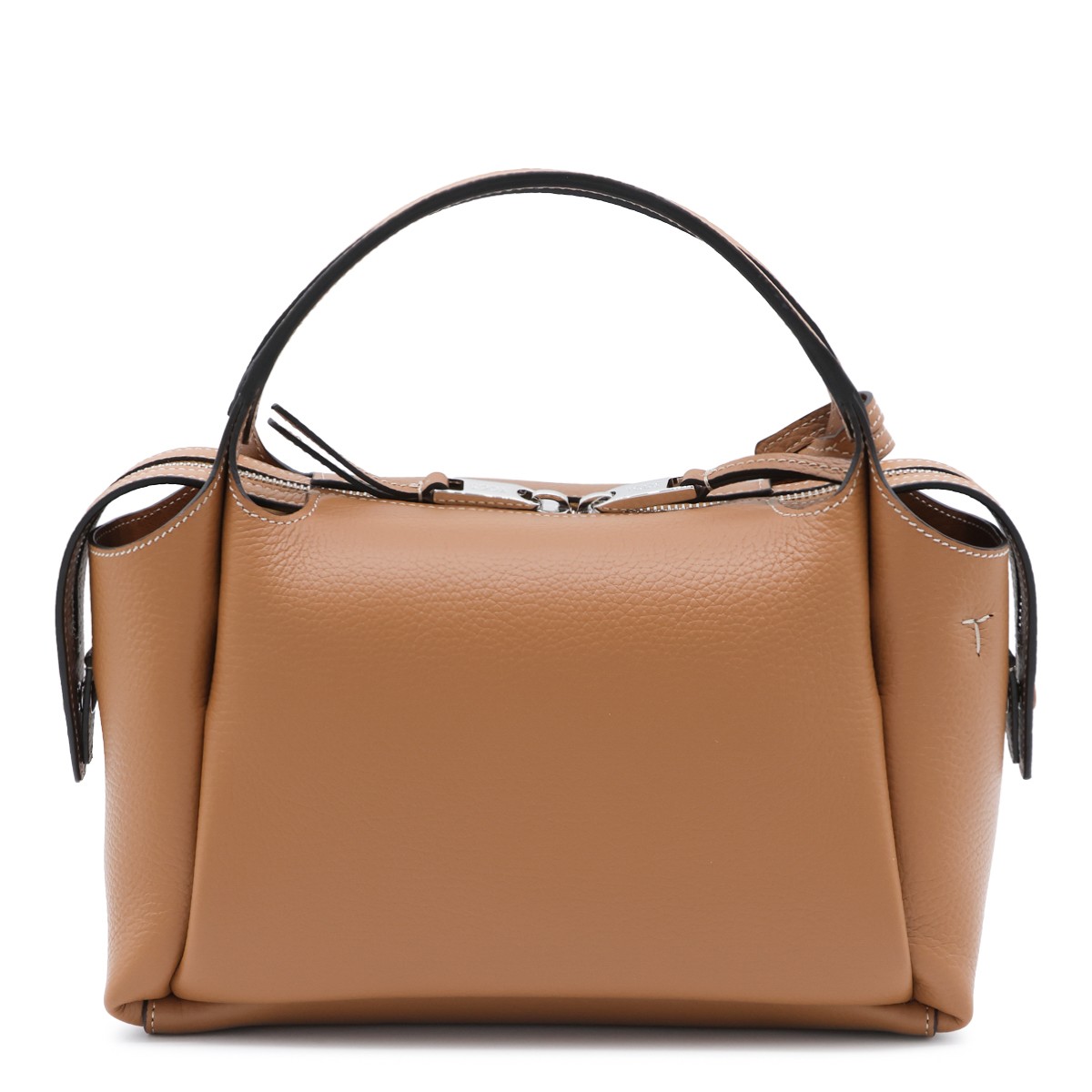 BEIGE LEATHER APA MINI BOWNLING TOP...