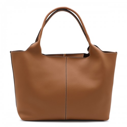 BEIGE LEATHER MEDIUM TOTE